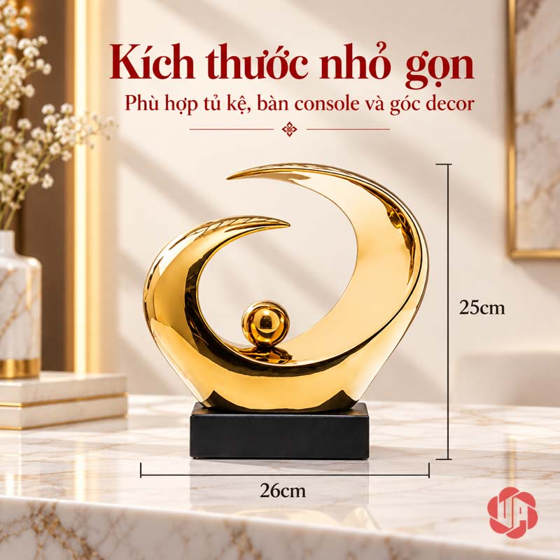 Tượng Trang Trí Nghệ Thuật Đôi Mắt Và Tầm Nhìn UP038 Tượng trang trí Đôi Mắt vàng cỡ nhỏ với số đo rộng và cao