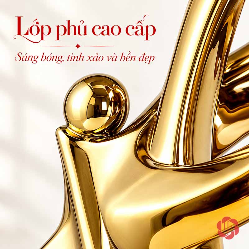 Tượng Trang Trí Nghệ Thuật Kho Báu UP039 Tượng trang trí Kho Báu cận cảnh mặt bóng của nhánh cong và viên cầu