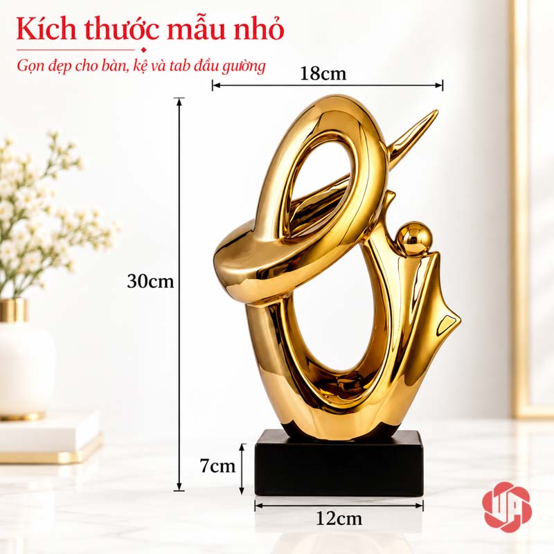 Tượng Trang Trí Nghệ Thuật Kho Báu UP039 Tượng trang trí Kho Báu cỡ nhỏ trong ảnh kích thước thân và đế