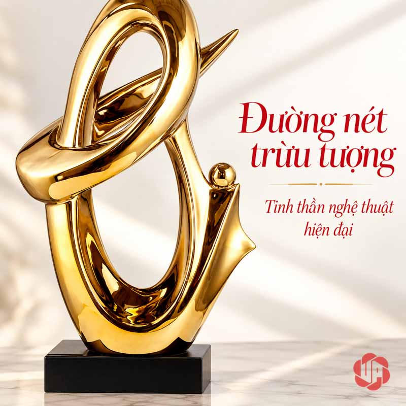 Tượng Trang Trí Nghệ Thuật Kho Báu UP039 Tượng trang trí Kho Báu nhìn gần phần thân rỗng và đường viền vàng