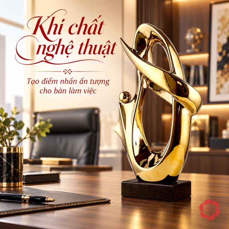Tượng Trang Trí Nghệ Thuật Kho Báu UP039 Tượng trang trí Kho Báu xoay mặt bên trên bàn cạnh sổ và bút