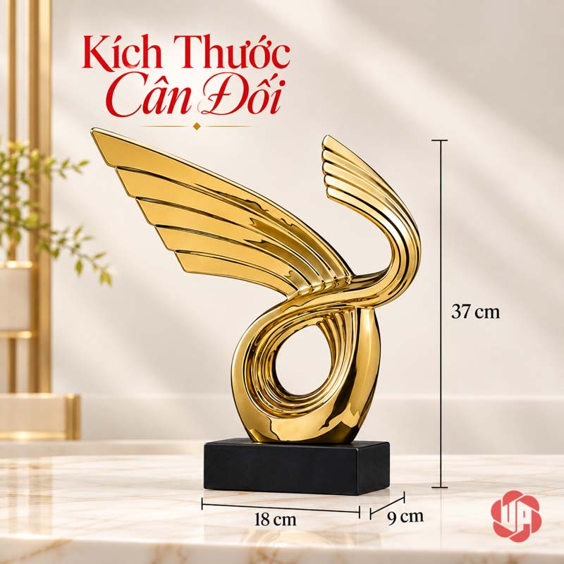 Tượng Trang Trí Nghệ Thuật Thuận Buồm Xuôi Gió UP055 Tượng trang trí nghệ thuật cao 37 cm với đế rộng 18 cm
