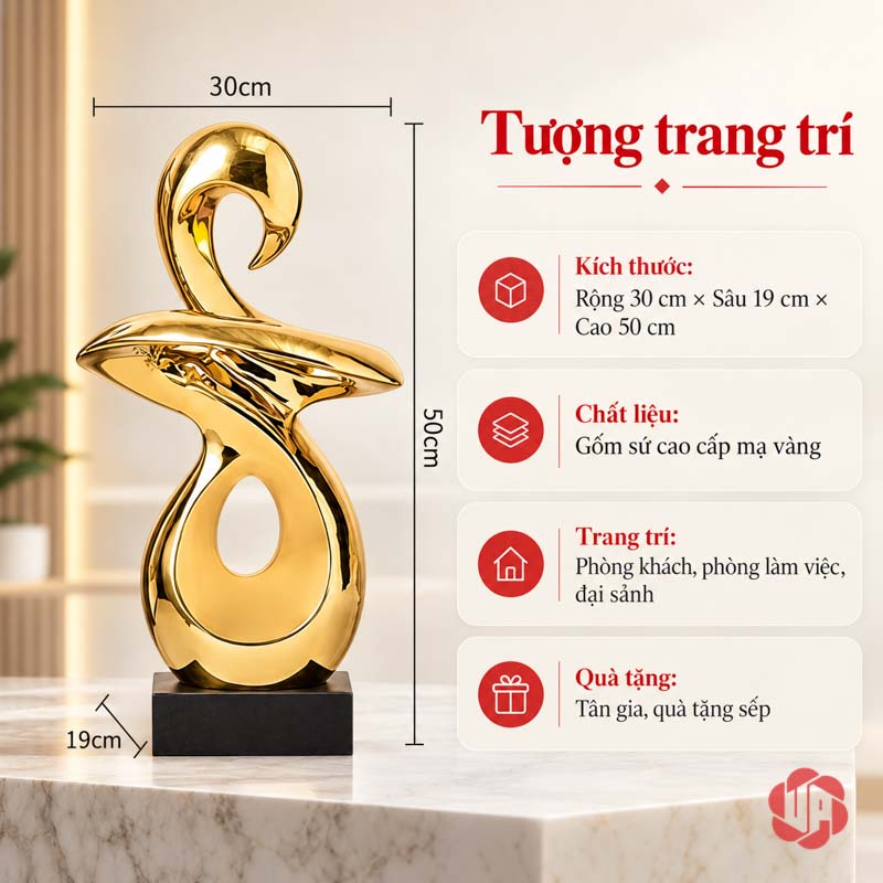 Tượng Trang Trí Nghệ Thuật Vận May Và Bước Ngoặt UP054V Tượng trang trí nghệ thuật mẫu lớn cao 50 cm