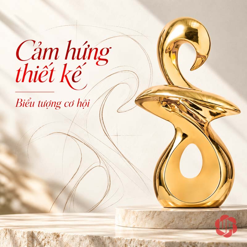 Tượng Trang Trí Nghệ Thuật Vận May Và Bước Ngoặt UP054V Tượng trang trí nghệ thuật phần thân vàng trên bục tròn