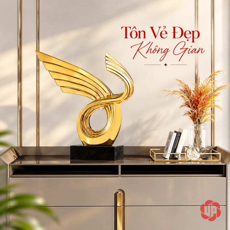Tượng Trang Trí Nghệ Thuật Thuận Buồm Xuôi Gió UP055 Tượng trang trí nghệ thuật phối trên bàn console cùng sách