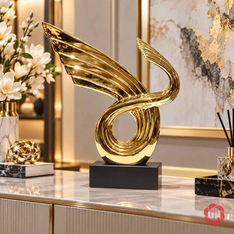Tượng Trang Trí Nghệ Thuật Thuận Buồm Xuôi Gió UP055 Tượng trang trí nghệ thuật trên bàn console cùng hoa và tranh
