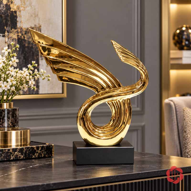 Tượng Trang Trí Nghệ Thuật Thuận Buồm Xuôi Gió UP055 Tượng trang trí nghệ thuật trên mặt bàn tối trước tranh