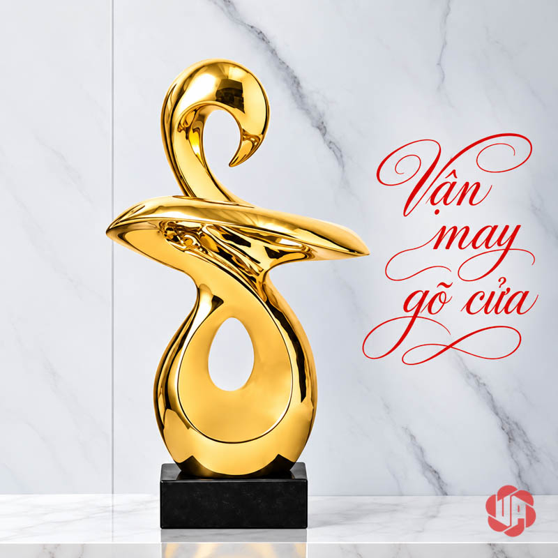 Tượng Trang Trí Nghệ Thuật Vận May Và Bước Ngoặt UP054V Tượng trang trí nghệ thuật trước nền vân đá sáng