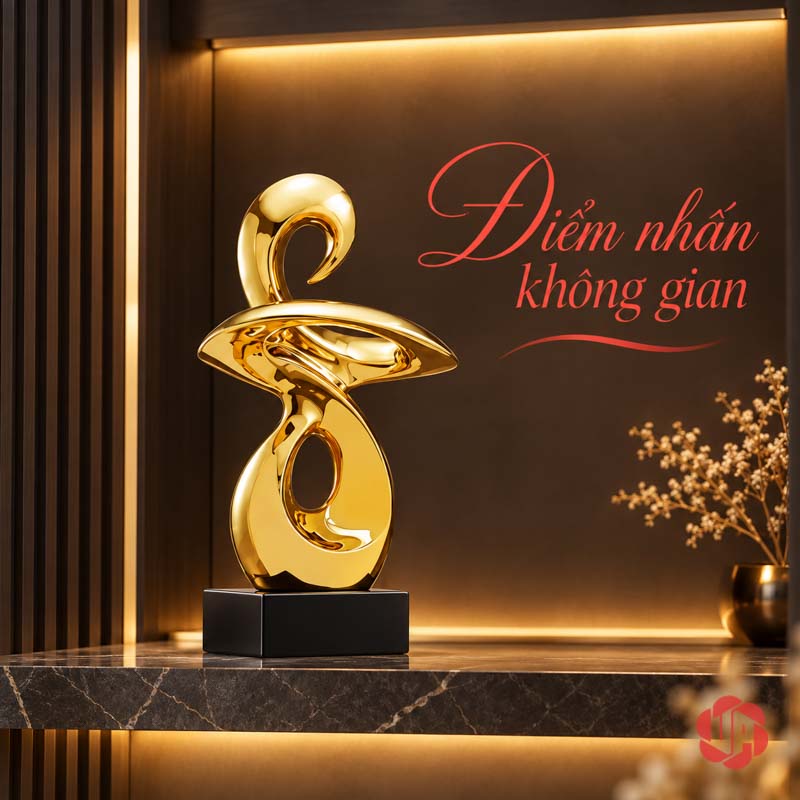 Tượng Trang Trí Nghệ Thuật Vận May Và Bước Ngoặt UP054V Tượng trang trí Vận may trên kệ tối có ánh đèn
