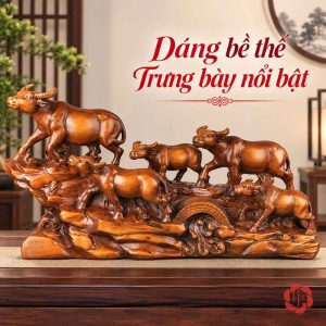 Tượng ngũ ngưu với các dáng trâu ở nhiều cao độ
