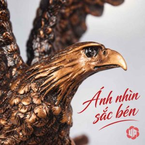 Cận cảnh đầu mắt và mỏ của tượng đại bàng màu đồng