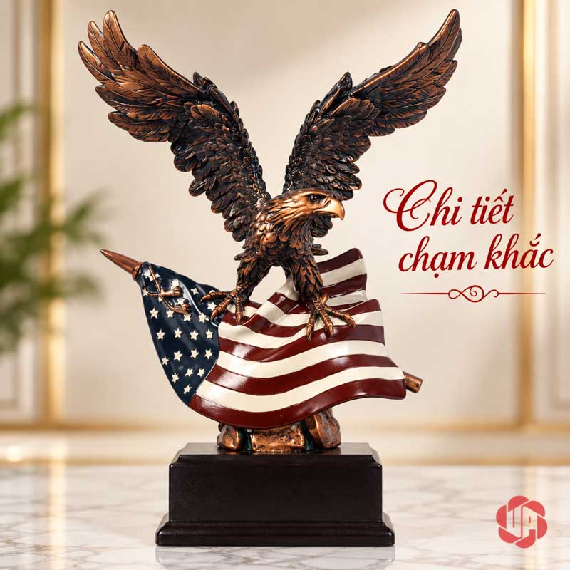 Tượng Đại Bàng Mỹ Dang Cánh UPV063 Tượng đại bàng với hai cánh mở rộng nhìn chính diện