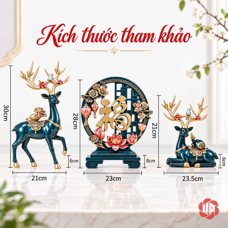Bộ Tượng Hươu Chữ Phúc UPV067 Bảng kích thước tham khảo khác của bộ hươu và chữ Phúc UPV067