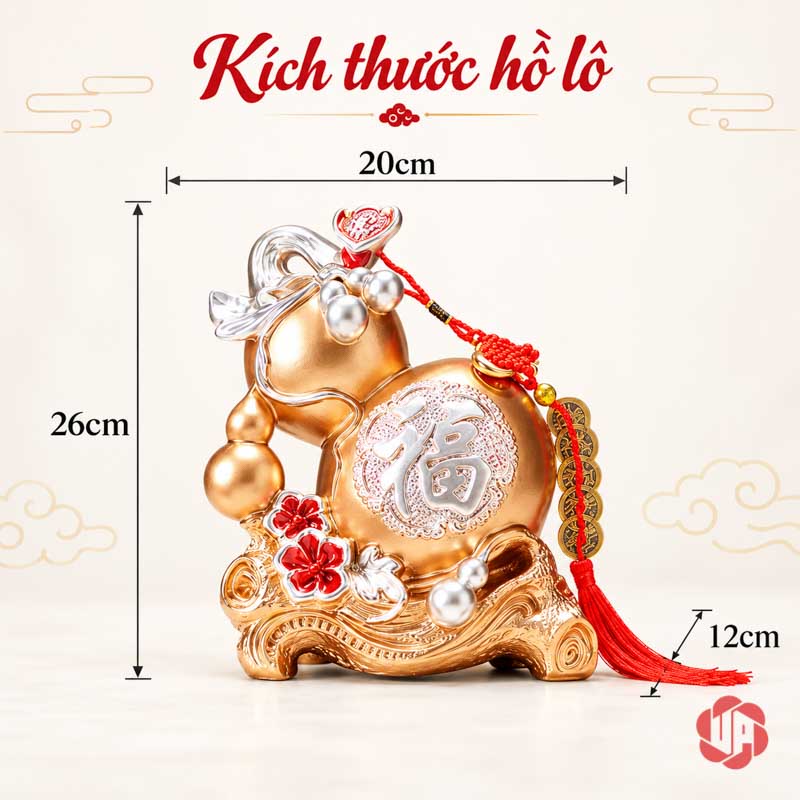 Bộ Tượng Hươu Hồ Lô UPVHL067 Ảnh ghi hồ lô rộng 20 sâu 12 cao 26 cm